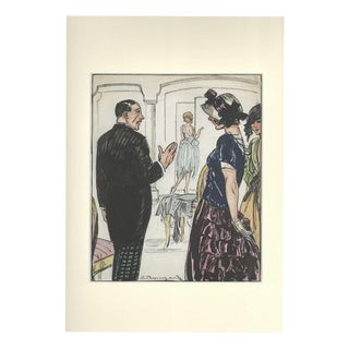 Luigi Bompard, Party, Watercolor and Ink Drawing, Early 20th Century For Sale