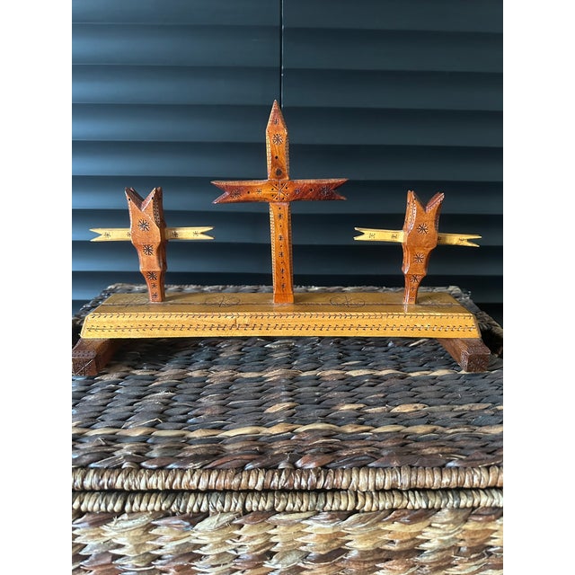 Vintage Handcarved Tramp Art Folk Art Wooden Sculpture For Sale - Image 11 of 18