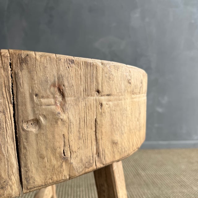 Wood Vintage Elm Wood Chop Block Table #9e7 For Sale - Image 7 of 8
