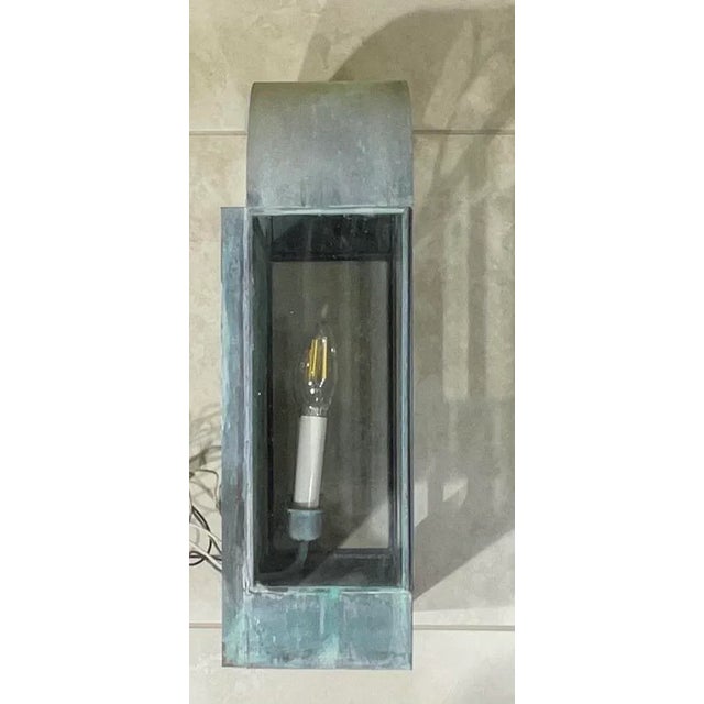 Single Vintage Handcrafted Wall-Mounted Brass Lantern For Sale In Miami - Image 6 of 12