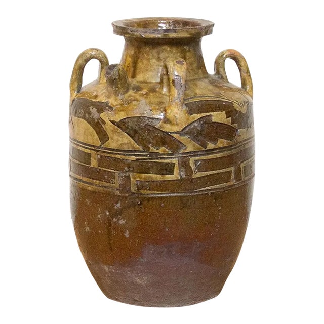 Antique Engraved Martaban Jar For Sale