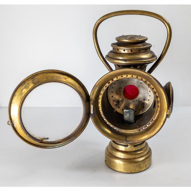 Metal 19th or 20th Century Brass Bicycle Carriage "Neverout" Lantern For Sale - Image 7 of 13