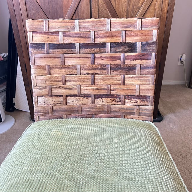 Contemporary Palecek Woven Rattan Lounge Chair With Matching Ottoman For Sale - Image 3 of 9