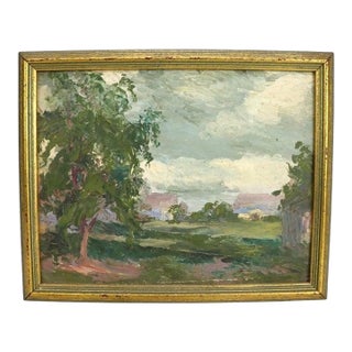 Antique New Hope School Oil on Board Impressionist Landscape Painting C1920 For Sale