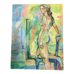 1970’s Original Vintage Abstract Female Nude Painting