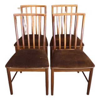 Set of Four Mid Century Modern Teak Frame Dining Chairs c.1960 For Sale