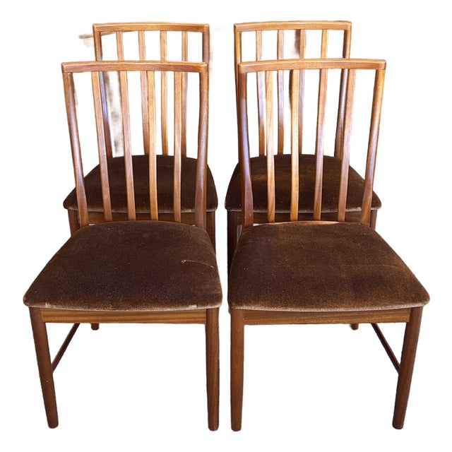 Set of Four Mid Century Modern Teak Frame Dining Chairs c.1960 For Sale