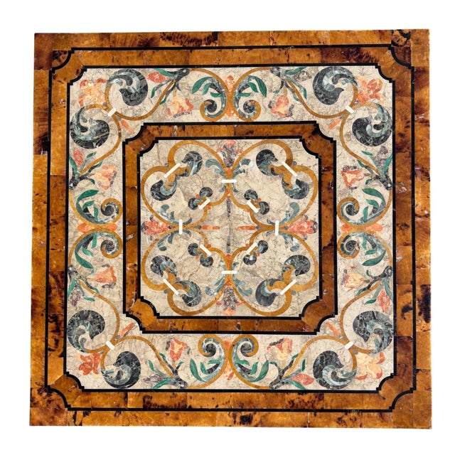 Italian Marble Pietra Dura Inlaid Side Table W Gilt Base For Sale - Image 12 of 12