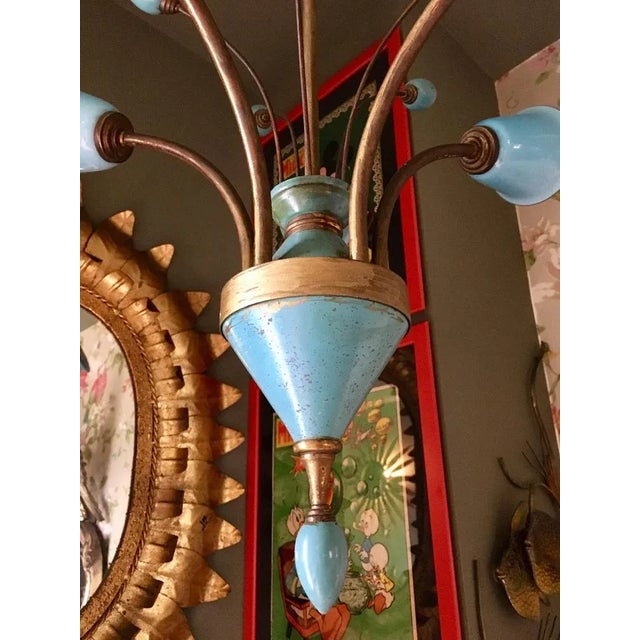 Antique Bohemian Brass and Crystal Ceiling Lamp For Sale - Image 4 of 6