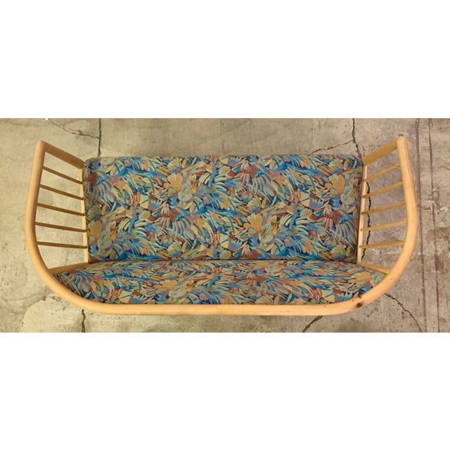 Wood 1970s Mid-Century Modern Solid Wood Spindle Back Loveseat For Sale - Image 7 of 14