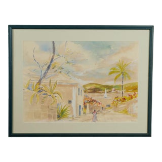 Vintage Watercolor of Bermuda by Alfred Birdsey For Sale