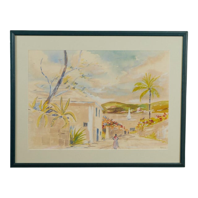 Vintage Watercolor of Bermuda by Alfred Birdsey For Sale