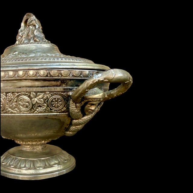 Early 20th Century Vintage Corbell & Co. Silver-Plated Tureen – Ornate Design With Medusa Handles For Sale - Image 5 of 8