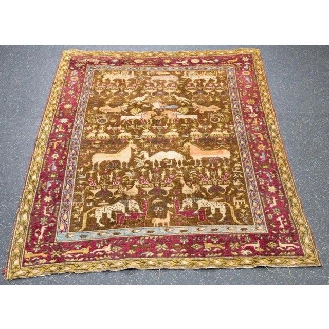 Antique Turkish Silk Rug 3'6'' X 5'1'' For Sale - Image 10 of 11