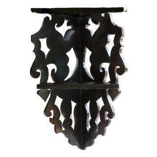 Victorian Style Carved Wood Corner Wall Shelf For Sale