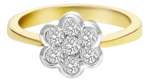 Flower Shaped Diamond Ring .51cttw 14K Yellow Gold, Size 6