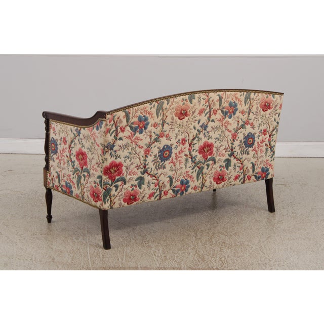 Hickory Chair Mahogany Frame Sheridan Style Loveseat Settee For Sale - Image 15 of 17