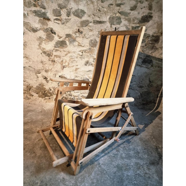 1950s Vintage French Deck Chair in Beechwood, 1950s For Sale - Image 5 of 15