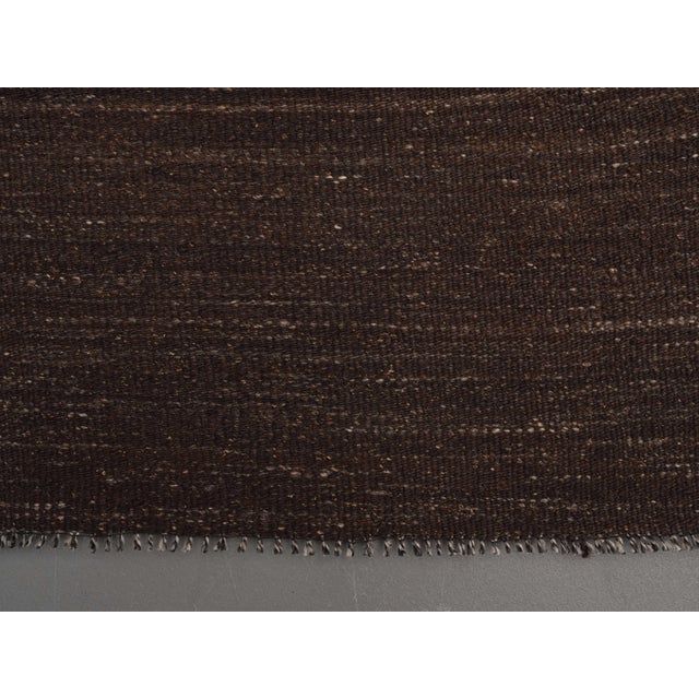 Textile 1970s Vintage Handmade Wool Cotton Brown Kilim Runner Rug For Sale - Image 7 of 11