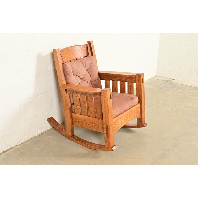 Harden Furniture Harden Furniture Antique Mission Oak Arts & Crafts Rocking Chair, Circa 1910 For Sale - Image 4 of 13