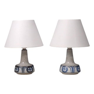 Erika Noomi Backhausen, Table Lamps, Blue and Gray Ceramic, Denmark, 1960s For Sale