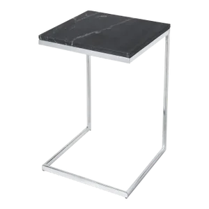 Lawler Stone, Silver Accent Table, Black, Silver