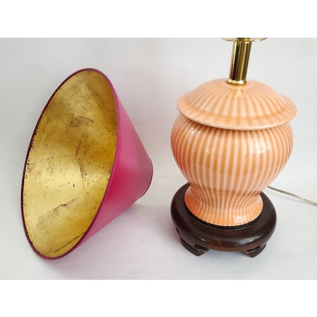 Baker Furniture Company Coastal Pink Ginger Jar Lamp & Shade For Sale - Image 4 of 9