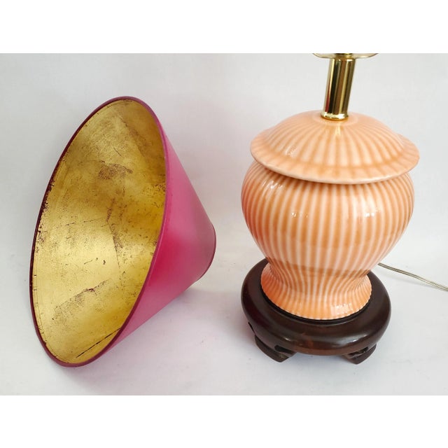 Mackenzie Childs Lamp Pink Ginger Jar & Shade For Sale - Image 4 of 9