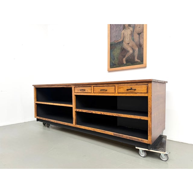 Large Vintage Oak Trade Counter, 1960s For Sale - Image 10 of 18