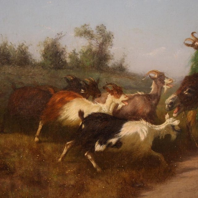 Filippo Palizzi, Pastoral Genre Scene Painting, the Defense of the Grass, 1880, Oil on Canvas For Sale - Image 4 of 16
