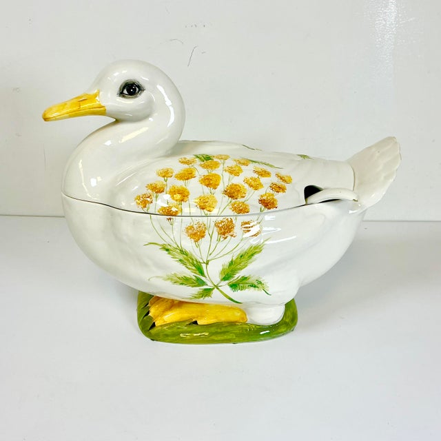 Mid-Century Italian Boho Chic Rustic European Duck Soup Tureen - Easter. For Sale - Image 17 of 18