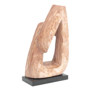 Modernist Vintage Abstract Pink Marble Sculpture For Sale