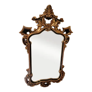 Vintage Hollywood Regency Italian Style Wood Carved Gold Gilt Mirror