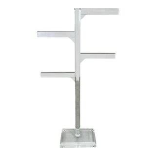 Mid-Century Charles Hollis Jones Style Lucite Floor Standing Towel-Rack For Sale