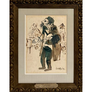 William Gropper, Jewish Rabbi Student Judaica Watercolor Gouache Painting WPA Art William Gropper For Sale