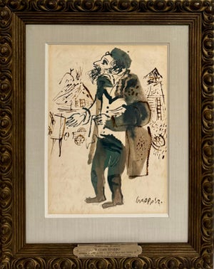 William Gropper, Jewish Rabbi Student Judaica Watercolor Gouache Painting WPA Art William Gropper