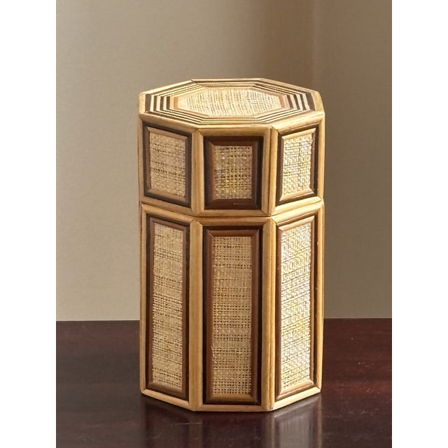 1960s Bamboo & Rattan Octagonal Nesting Boxes — Set of 3 For Sale - Image 4 of 17