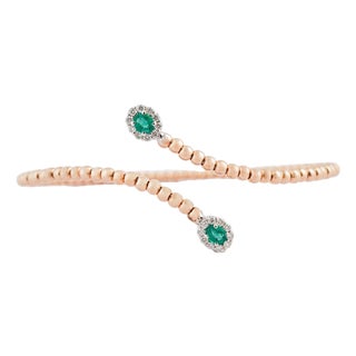 Natural emerald 0.31cts & diamond 0.22 bracelet in 18k gold For Sale