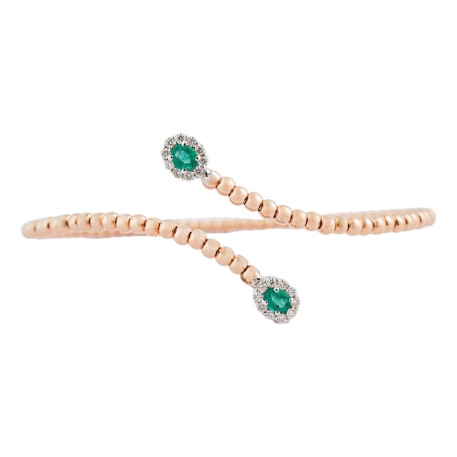 Natural emerald 0.31cts & diamond 0.22 bracelet in 18k gold For Sale