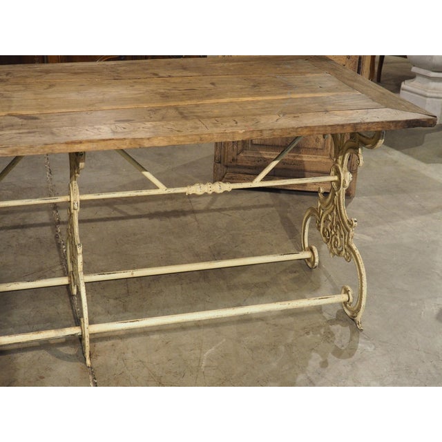 Antique French Painted Cast Iron and Oak Table From Alsace, Circa 1900 For Sale - Image 13 of 18