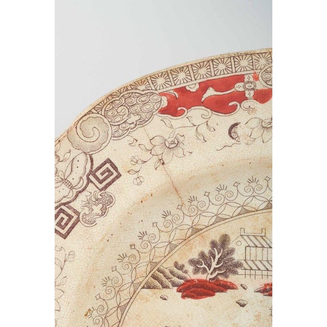 Large Oval Ceramic Dish with Chinese-Inspired Motifs from Mason's, 19th Century For Sale - Image 3 of 8