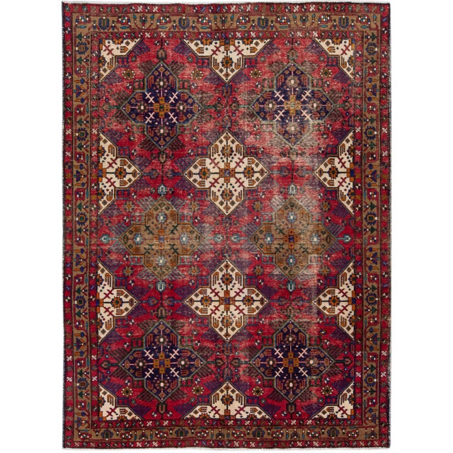 Red 1920s Allover Pattern Vintage Tabriz Handmade Red Wool Rug For Sale - Image 8 of 8