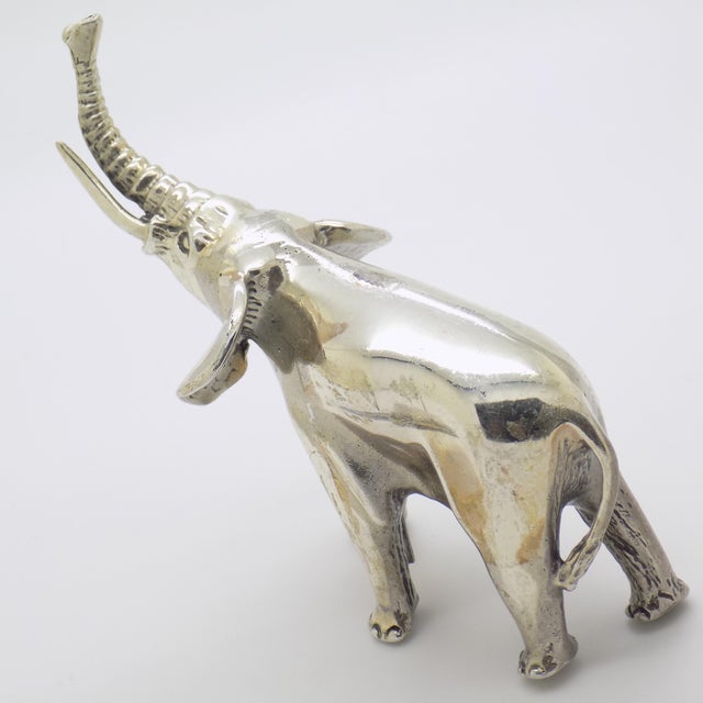 1980s 2.8-oz. Vintage Italian Handmade Genuine Sterling Silver Large 925 Elephant Solid Figurine For Sale - Image 5 of 13