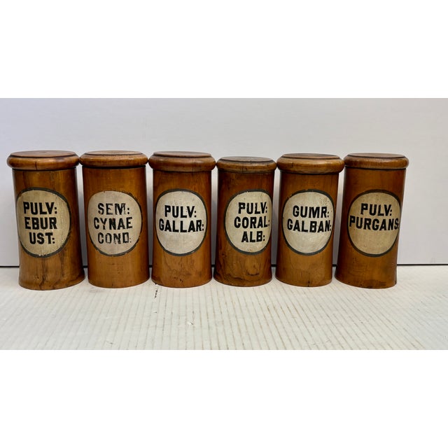 Farmhouse Set of 6 Antique Treen Apothecary Jars / Canisters For Sale - Image 3 of 12