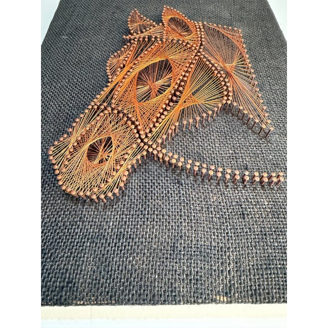 One-of-a-Kind Handcrafted Copper Wire Geometric Wall Sculpture on Wood For Sale - Image 11 of 12