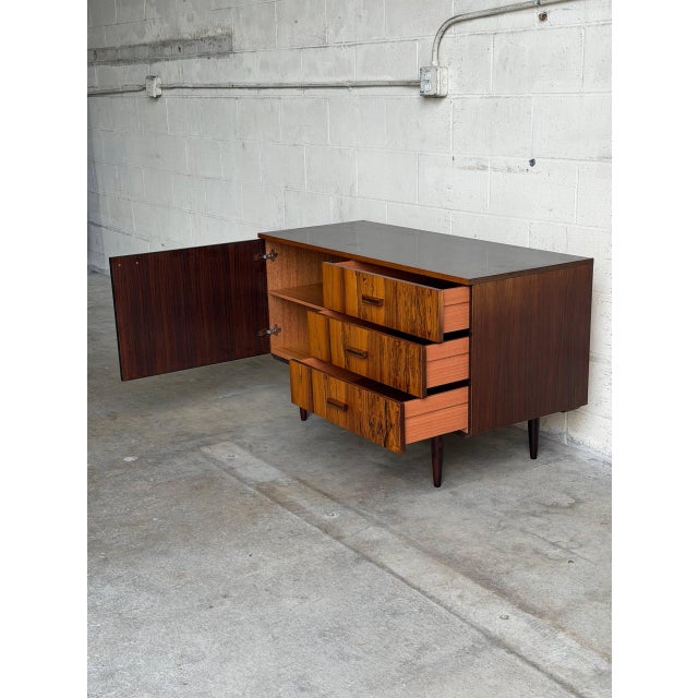 Rosewood Sideboard Credenza With Drawers and Storage Cabinet Denmark 1960s For Sale - Image 9 of 10