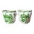Mid Century Pair of Porcelain Green Bird Cache Pot Planters With Lions Heads For Sale