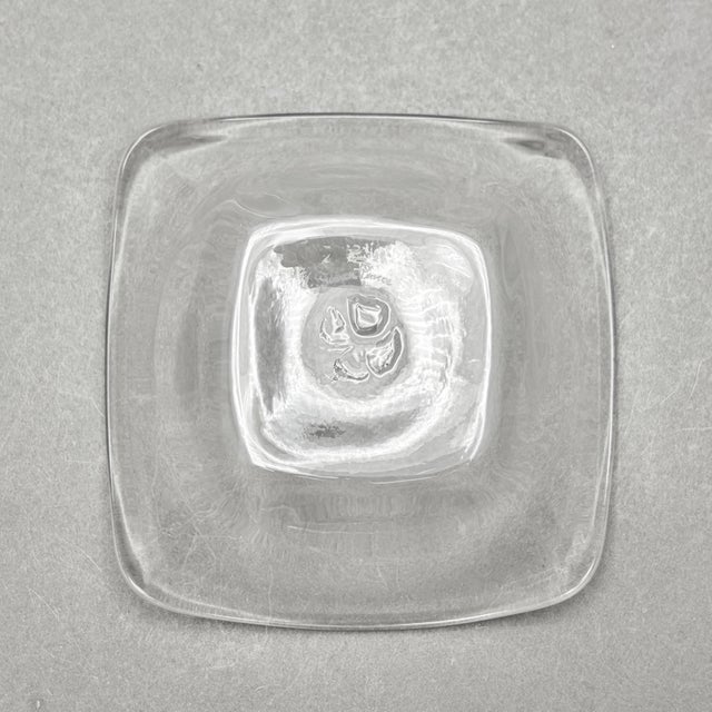 Glass Vintage Simon Pearce Handblown Crystal "Woodbury" Square Bowl For Sale - Image 7 of 8