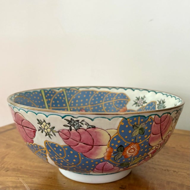 Ceramic Large Porcelain Tobacco Leaf Bowl For Sale - Image 7 of 11