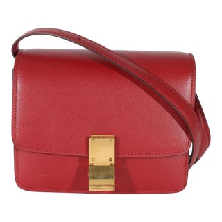 Red Smooth Calfskin Small Classic Box Bag For Sale